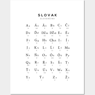 Slovak Alphabet Language Learning Chart, White Posters and Art